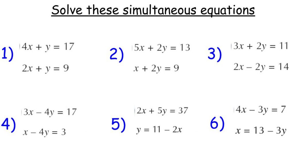 solving simultaneous equations practice problems