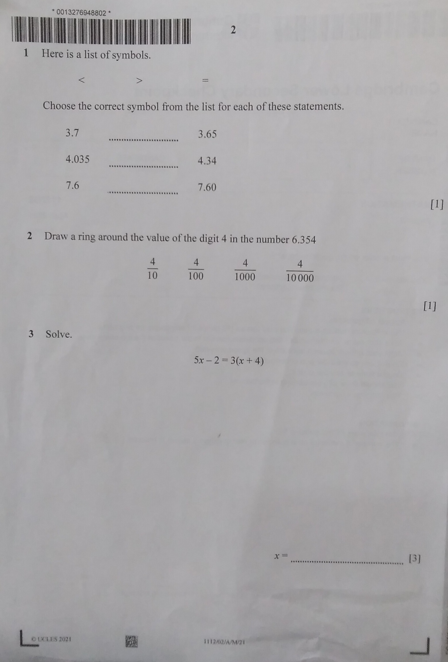 2021 CHECKPOINT MATHEMATICS QUESTIONS AND SOLUTIONS – PAPER 2 – EdMaths