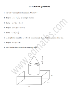 SS2 (YEAR 11) MATHS TUTORIAL QUESTIONS – 3 – EdMaths
