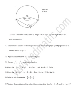 SS2 (YEAR 11) MATHS TUTORIAL QUESTIONS – 3 – EdMaths