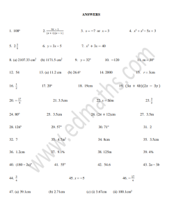 SS2 (YEAR 11) MATHS TUTORIAL QUESTIONS – 3 – EdMaths